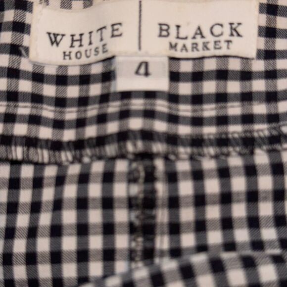 White House Black Market Gingham Mini Skirt – SZ 4 – Black & White Cotton Blend - Picture 3 of 3